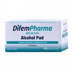 DIFEM HIGIENIX ALCOHOL PAD 100 unidades - Alcohol Isoproplico de 70 